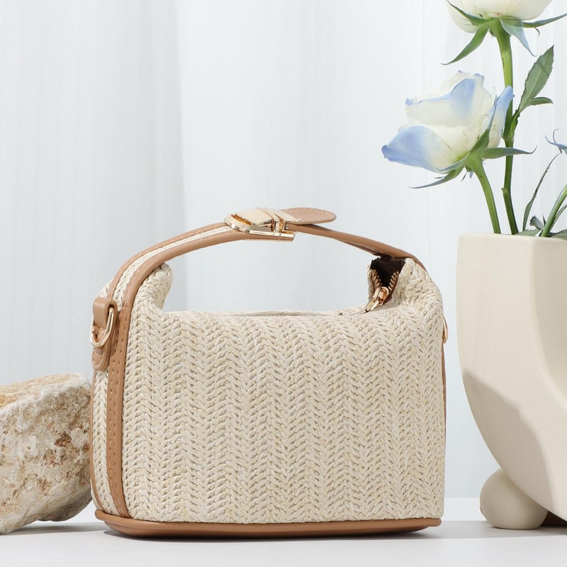 GOKTOW Straw Shoulder Bag for Women Small Raffia Tote Handbag