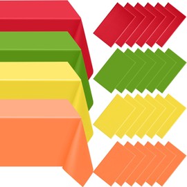 Hosuly 24 Pack Fall Plastic Disposable Tablecloths Thanksgiving Harvest Waterproof Table Covers Autumn Disposable Table Cover for Holiday Party Farmhouse Kitchen Decor, 4 Colors (Rectangle)
