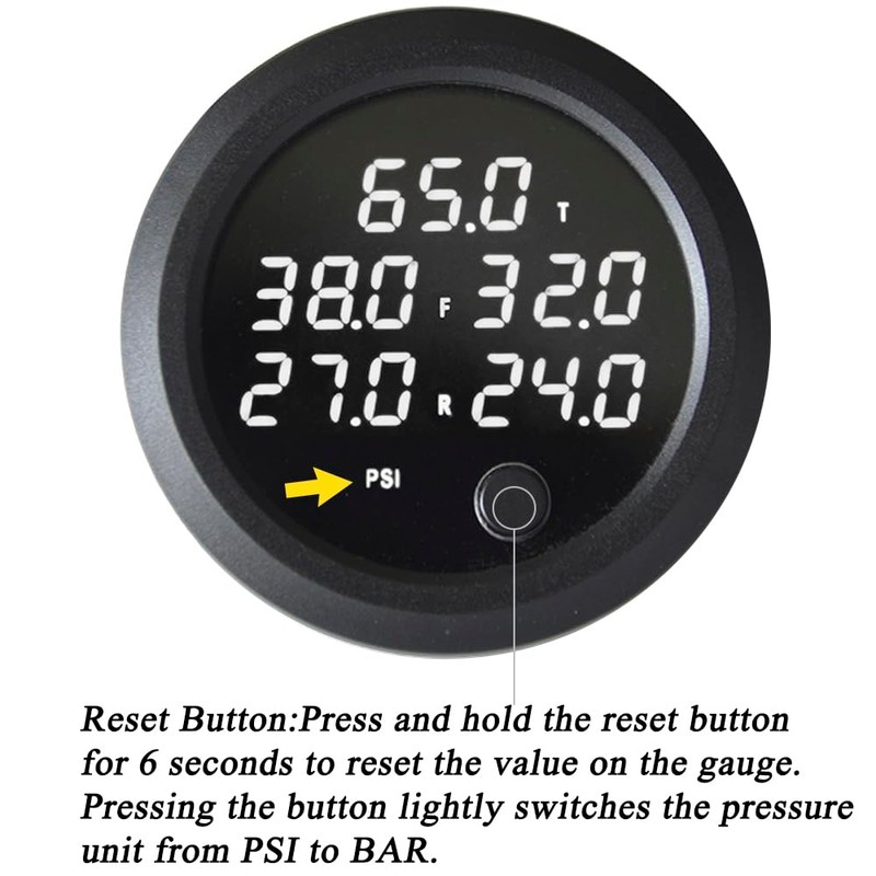 CNRAQR Five Display Air Suspension Gauge Air Ride Air Pressure