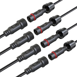 YETOR Waterproof Connectors 4 Wire,18AWG Male Female Plug LED Connector with 4Pin Waterproof Connectors,IP68 20CM Extension Cable for Car, Truck, Boat,LED Strip Lights,(4Pairs)