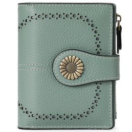 SENDEFN Small Womens Wallet Leather Bifold Card Holder RFID Blocking with Zipper Coin Pocket