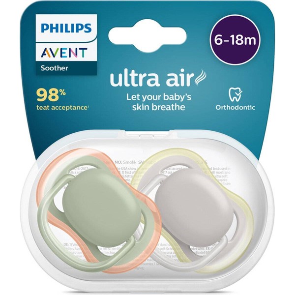 Avent Ultra Air Soother 6-18 Months 2 Pack (Colours and