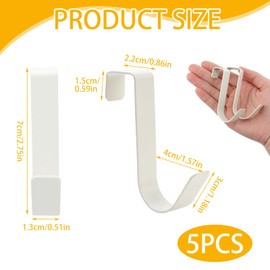 Qkhcable 5 Pack Over Door Hooks Hanger White Heavy Duty Over Door Hooks Single Over The Door Hangers Stainless Steel Reversible Wreath Hooks Metal for Bathroom Kitchen Cupboard Cabinet Bedroom