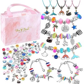 Kit Para Hacer Pulseras Para Niñas De 93 Piezas,Kit de manualidades para hacer pulseras de cuentas para niñas,Exquisita caja de almacenamiento,Regalos de Navidad (Juego de 93 piezas)