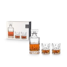Viski Admiral 3-Piece Whiskey Decanter Set with Glasses, Whiskey Decanter Sets for Men, Perfect for Scotch and Bourbon, Decanter and Tumbler set, 30oz Decanter, 9oz Whiskey glasses