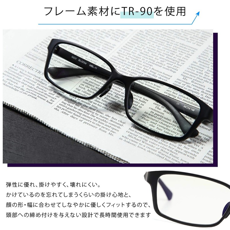 [MIDI BLOOM] 老眼鏡 メンズ おしゃれ お洒落 ブルーライトカット ブルーライト 0.5度 0.5