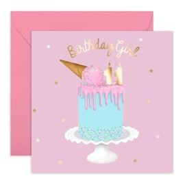 CENTRAL 23 - Cute Birthday Card for Girls - 'Birthday Girl' - 11th Birthday - Sweet Birthday Card for Her - Daughter Birthday Card - Comes with Cute Stickers