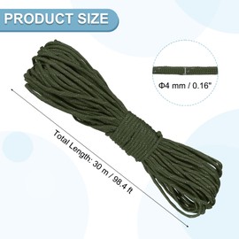 YELARXI Reflective Paracord Rope, Fluorescent Paracord Rope 7 Strand Guyline Camping Parachute Cord, 4 mm 98 ft Fit for Camping Hiking Fishing Tent Outdoor DIY Projects (Olive Green)