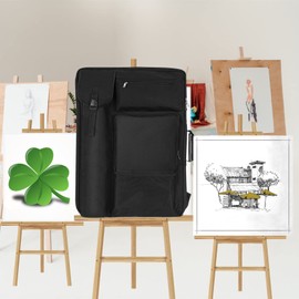 TreochtFUN Art Portfolio Case 19 x 25,Drawing Portfolio Case With Backpack for Artist,Portfolio Folder for Artwork Sketch Canvas Board(Black)