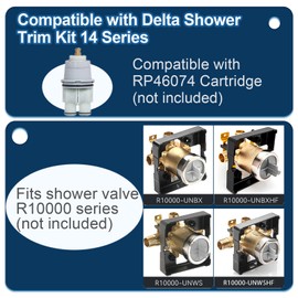 Compatible with Delta Shower Trim Kit 14 Series，Matte Black Shower Faucet Set, 5-Spray Shower Head and Shower Handle, Fits R10000 Series Valves (Cartridge/Valve Not Included)
