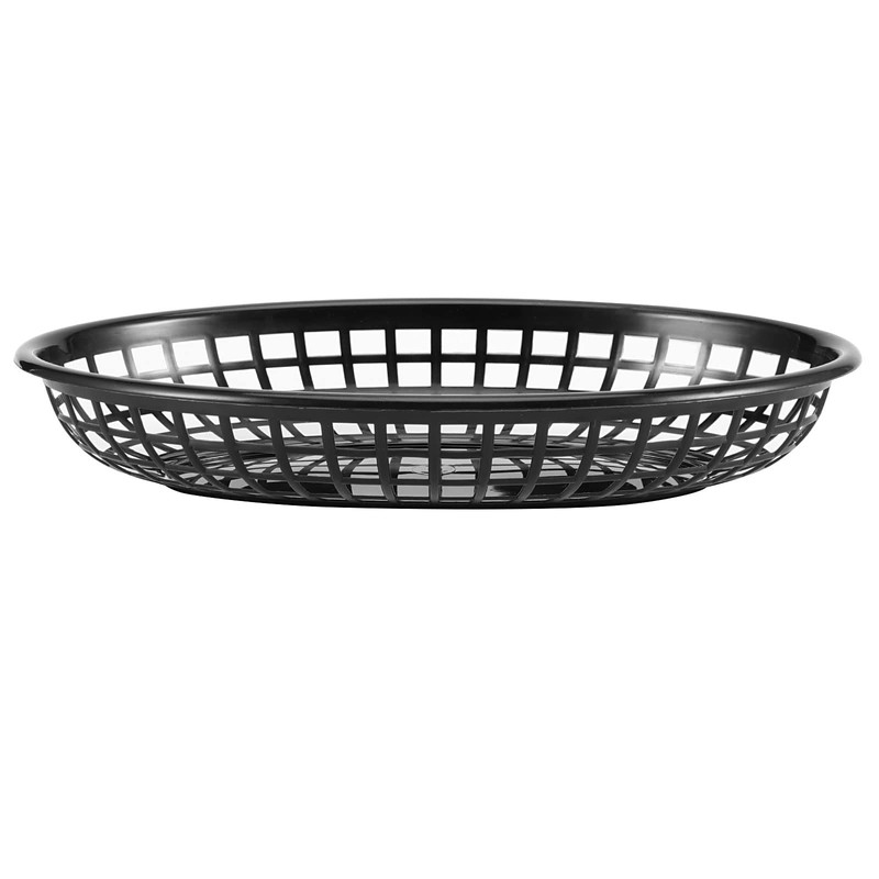 JAPCHET 60 Pack 8.8x5.5 Inch Black Fast Food Baskets, Oval