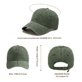 12Pieces Vintage Washed Baseball Caps for Women Men Distressed Twill Adjustable Dads Hats Unisex Style (Army Green)