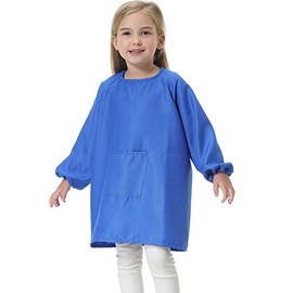 Yundxi Kids Painting Aprons Child Long Sleeve Apron Art Craft Smock with Pocket for School, Painting Classroom, Home and Kitchen (M,Blue)
