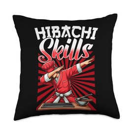 Hibachi Chef Costume, Barbeque Skills Japanese Cuisine Throw Pillow