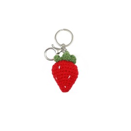Cute Handmade Weaving Keychains Strawberry Cherry Flower Keychains Fruit Keychain Women Girls Bag Purse Car Accessories(Strawberry)