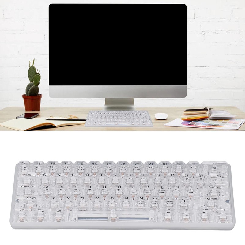 61 Keys Transparent Mechanical Keyboard Clear Keycap Wired Gaming Keyboard