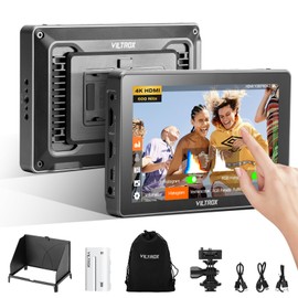 VILTROX DC-L1 7" Camera Field Monitor, 4K HDMI Input/Output, 1280x800 Video External Touchscreen with 3D LUT, Waveform, Peaking, False Color, Sunshade Hood, Battery for Sony Canon Nikon Fuji DSLR