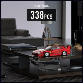 Mould King 27038 Technik Speed Champions Car Building Blocks F40 Racing Car Clamping Building Blocks Sports Car Construction Toy with Acrylic Display Case Model Cars for Collecting (338 Pieces)