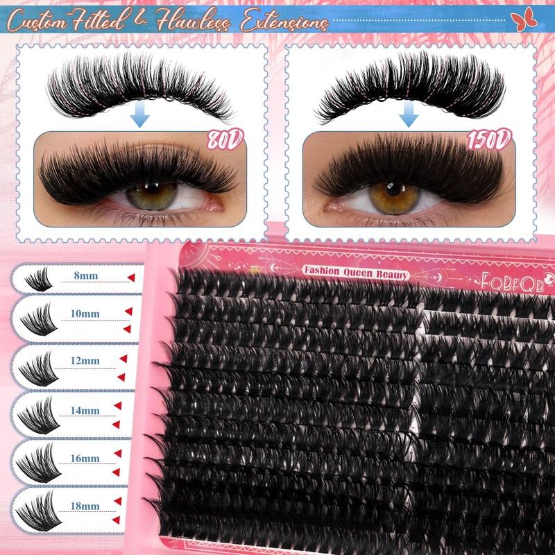 Lash Clusters Kit 80D+150D Thick Volume Eyelash Clusters Kit 8‑18mm
