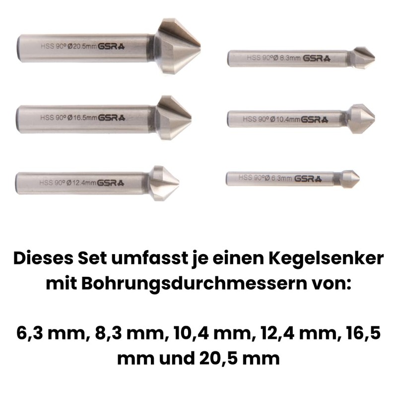 GSR Professional HSS countersink set, DIN 335 C, 90° countersink
