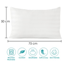 Fybres Pillow Cases Pack of 4 White -90gsm Microfiber Emboss Satin Protectors-50x75cm Fade Resistant covers with Envelope Closure