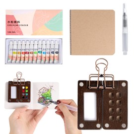 AKINSTER Mini Watercolour Set, 12 Colours Pocket Watercolour Travel Set Mini Palette with Clip for Artists Painters Hobby Painters Beginners and Students