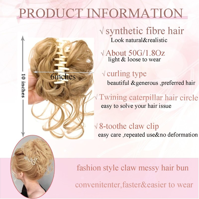 Claw Clip Messy Bun Scrunchy Synthetic Hair Extensions for Women