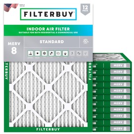 Filterbuy 11.88x16.88x1 Air Filter MERV 8 Dust Defense (12-Pack), Pleated HVAC AC Furnace Air Filters Replacement (Actual Size: 11.88 x 16.88 x 0.75 Inches)