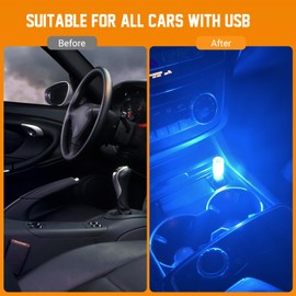 Retro Car Lamps，Car USB Night Light Touch Dimmable Led Filament Lamp，LED Ambient Light, USB Powered, Multi-Color Touch Control, Portable Night Light for Bedroom, Camping, Holiday Decor (Blue)