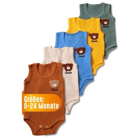 ASERON Short Sleeve Baby Bodysuit 0-24 Months Made of 100% Organic Cotton - Unisex for Boys & Girls - Soft Baby Bodysuit Newborn - Breathable Romper - Skin-friendly Bodysuits Baby Summer Short Sleeve