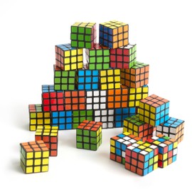 THE TWIDDLERS - 60 Mini Puzzle Cubes Fidget Toy Speed Cube, 3 x 3 - Perfect as Mini Games Party Bag Fillers for Children, Thinking Tasks Multipack Classroom Rewards - 3 cm