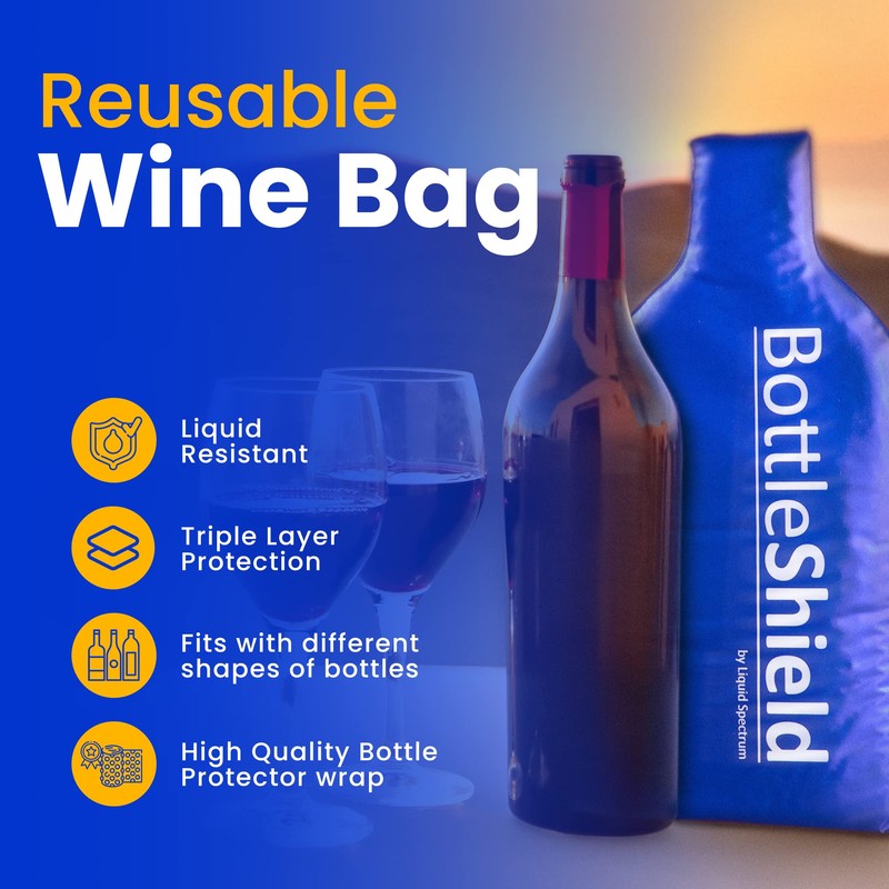Liquid Spectrum 4 Pack Reusable Wine Protector Travel Bag by