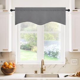 NICETOWN Blackout Valances for Bedroom, Small Window Covering Curtain Set Light Block Privacy Drapes for Kitchen Kids Nursery Bathroom, W 42 x L 18 per Panel, Grey, 1 Pair