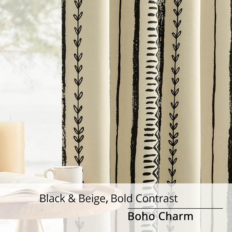 BOHOMOCASA Boho Blackout Curtains, 100% Blackout, Thermal Insulated, Noise Reducing,