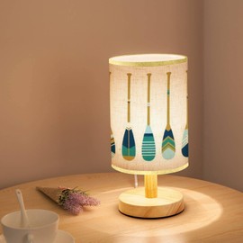 LOPYEIJFG Minimalist Bedside Table Lamp Painted Wooden Canoe Oar Modern Contemporary Coastal Beach Decor Set Wood Nightstand Lamp 5.5x11inch