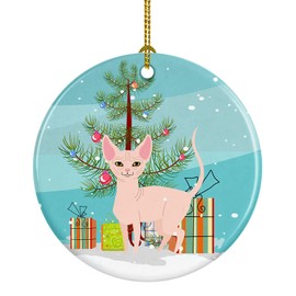 Caroline's Treasures Sphynx Cat Merry Christmas Tree Ceramic Ornament Christmas Tree Hanging Decorations for Home Christmas Holiday, Party, Gift, 3 in, Multicolor