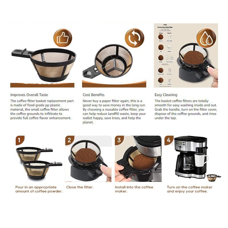 Reusable Coffee Basket Filter,12 Cup Replacement Filters Compatible with Hamiliton