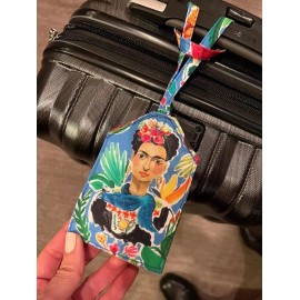 SHOPGALNY Frida Multi Blue Luggage TAG HAND MADE COTTON PRINT TRAVEL GIFT IT NWT Cheeky