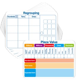 24Pcs Place Value Double Sided Cardboard for Students Dry Erase Sheets Billions to Decimal Numbers Whiteboard Math Regroups Manipulatives Supplies for Teacher Teaching Tool Portable Learning 12" x 9"