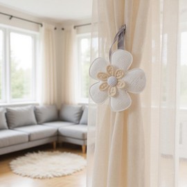 l&j 2 Pack Curtain Holdbacks with Strong Magnets Flower Shape Curtain Holdbacks Curtain Accessories Window Curtain Holdbacks for Bedroom Office Hotel Curtains - Magnets for