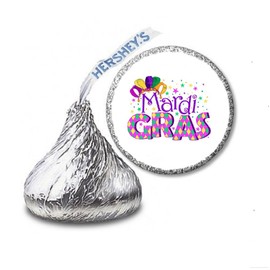 JS&B Enterprises 216 Mardi Gras Labels/Stickers for Hershey's Kisses Candies - Party Favors