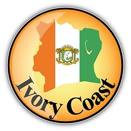 DG Graphics Ivory Coast Map Flag Label Art Decor 5'' x 5'' Magnet Vinyl Magnetic Sheet for Lockers, Cars, Signs, Refrigerator