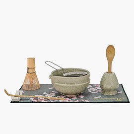 Joyscale Matcha Whisk Set, Ceramic Matcha Set, 8 Pcs Dark Blue Matcha Kit Set, Matcha Bowl And Whisk Set, Matcha Starter Kit, Matcha Set Whisk And Bowl For Making Breakfast/Latte