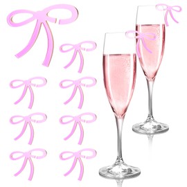 Qiuruoo Wine Glass Charms, Bow Decor As Drink Markers to Distinguish Glasses; Bow Party Decorations Suitable for Bachelorette Party, Bridal Celebration, Birthday Party（Gradient Pink）