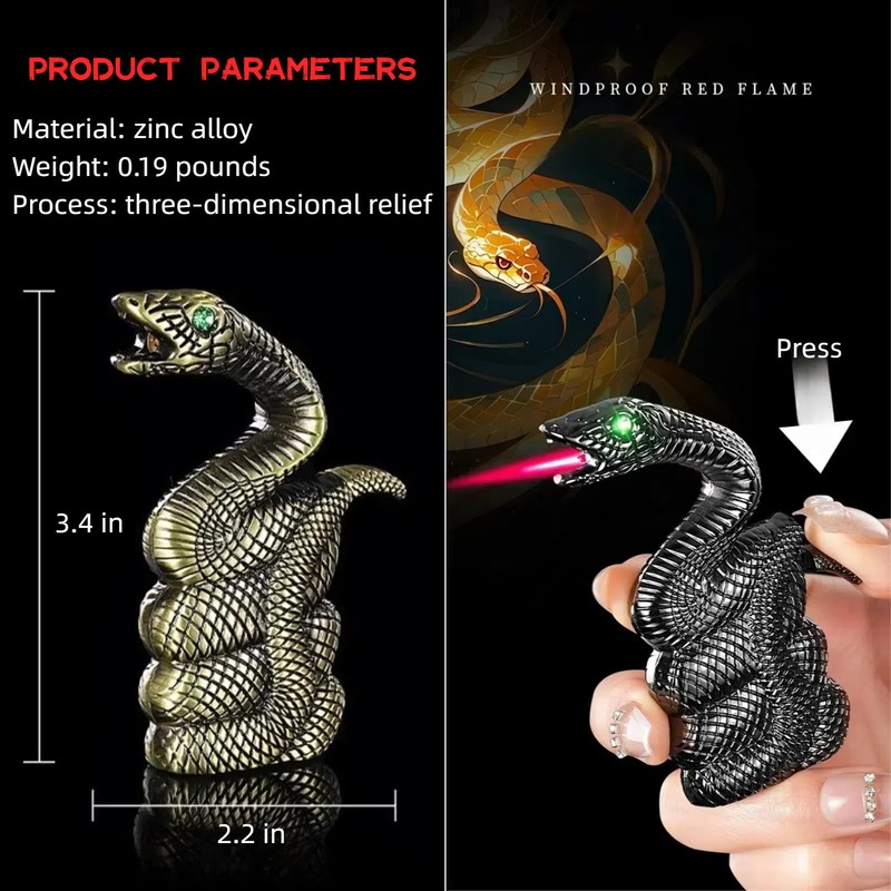 NINSI Butane Torch Lighter, Snake Lighter with Red Jet Flame,