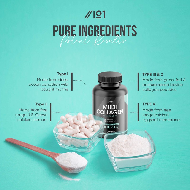 Multi Collagen Capsules - 240 Capsules - Types I, II,
