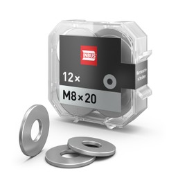 INBUS® 74988 Washers M8 x 20 (Body Washer, Stainless Steel A2), Pack of 12 - Metal Washers for Screws, Nuts & Threaded Rods