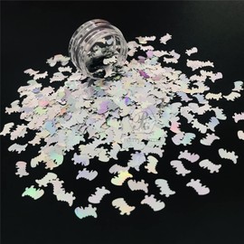 PrettyG 10 Grams/Pack - Sliver Holographic Dinosaur Shape Glitter Sequins - Festival Rave Beauty Makeup Face Body Nail Craft Art Decoration (Sliver)