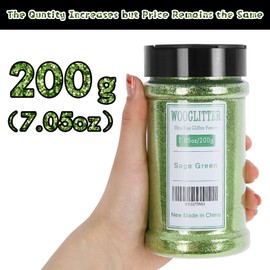 Ultra Fine Sage Green Glitter, 7.05 Oz (200g), Fine Glitter for Resin Crafts Nails Tumblers Slime Cosmetic and Festival Decoration - Sage Green Fine Glitter Bulk Christmas St. Patrick's Day Decor