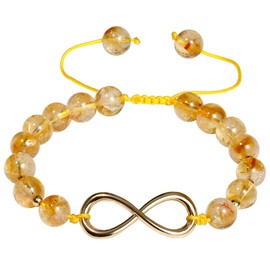 Jewboo Citrine Stone Infinity Bracelet for Women Charm Plated 14k Gold Endless Love Attracts Wealth Prosperity Lucky Genuine Natural Stone Bracelets